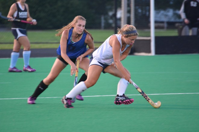 Liza Welch shows her defensive skills in a scrimmage 