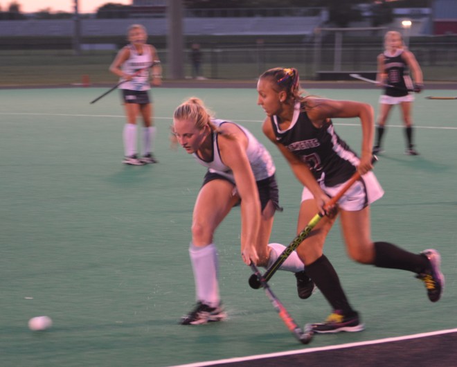 Freshman Theresa Delahanty gets into position to make a play