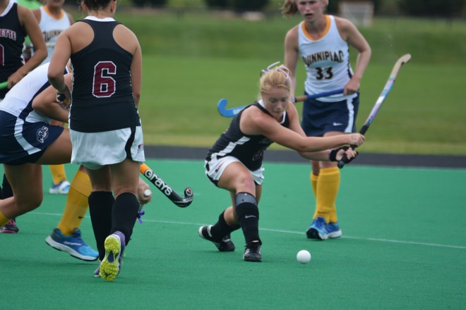 Amy Tuner shows her form as she takes a shot. The Leopards are deep in talent.