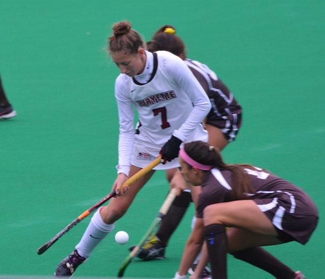 Ellen Colbourne powers her way through the Lehigh defense