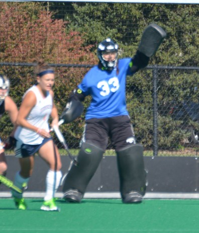 Katelyn Arnold stands tall in the goal against Bucknell