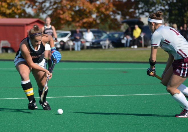 Hannah Millen shows her offensive skill against a Colgate defender